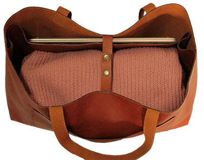 The Leather Tote by Bayraw, overhead view