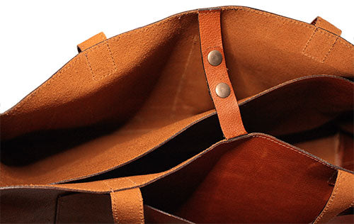 The Leather Tote by Bayraw, close up of clasp detail