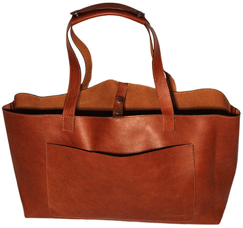 The Leather Tote by Bayraw, with handles up
