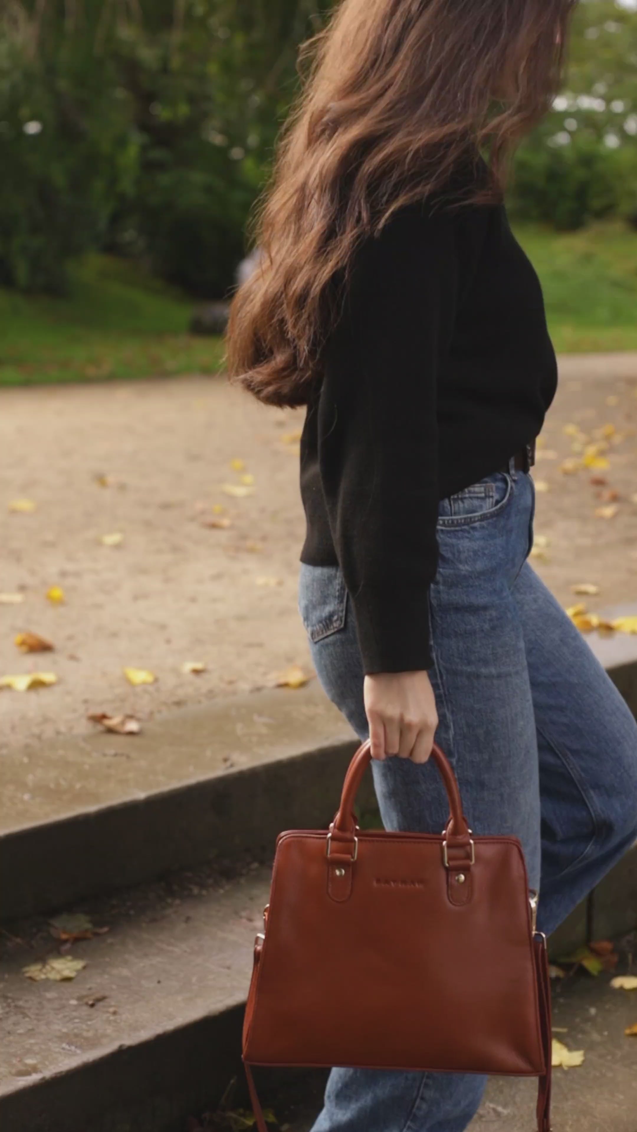 Load video: The Leather Satchel Handbag